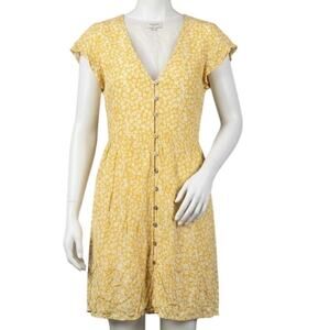 Sweet Lovely by Jen Yellow Floral Button Front Dress Plus 3X